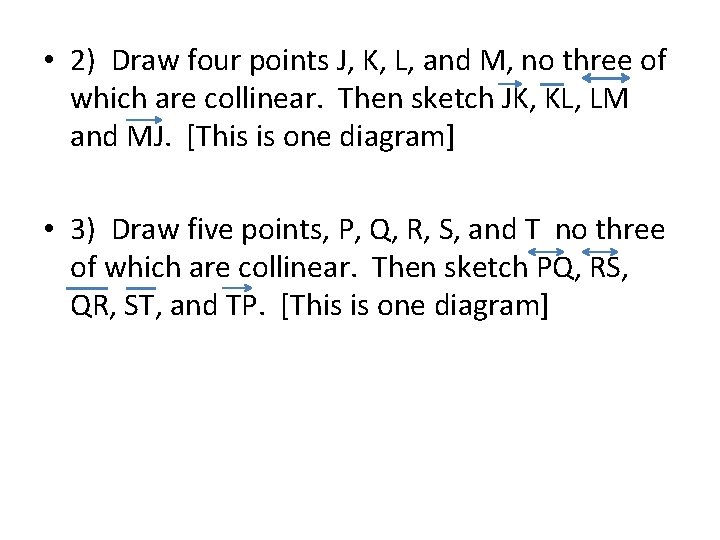  • 2) Draw four points J, K, L, and M, no three of