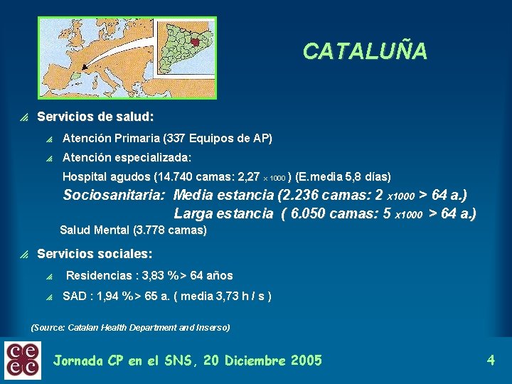 CATALUÑA p Servicios de salud: p Atención Primaria (337 Equipos de AP) p Atención