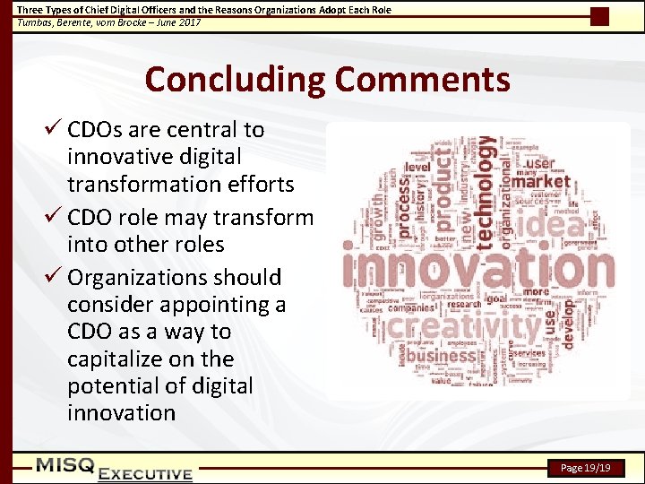 Three Types of Chief Digital Officers and the Reasons Organizations Adopt Each Role Tumbas,