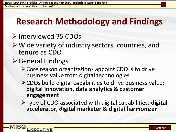 Three Types of Chief Digital Officers and the Reasons Organizations Adopt Each Role Tumbas,