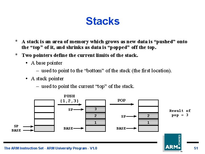 Stacks * A stack is an area of memory which grows as new data