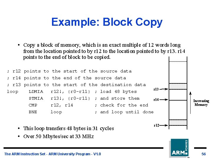 Example: Block Copy • Copy a block of memory, which is an exact multiple