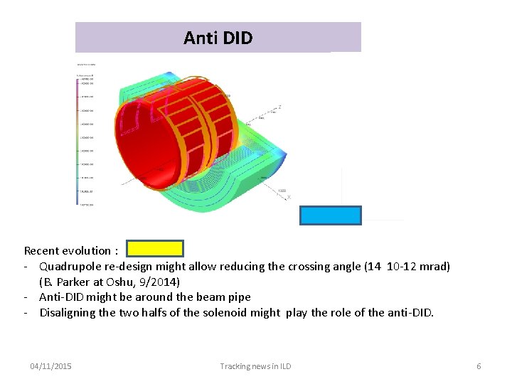 Anti DID Recent evolution : - Quadrupole re-design might allow reducing the crossing angle