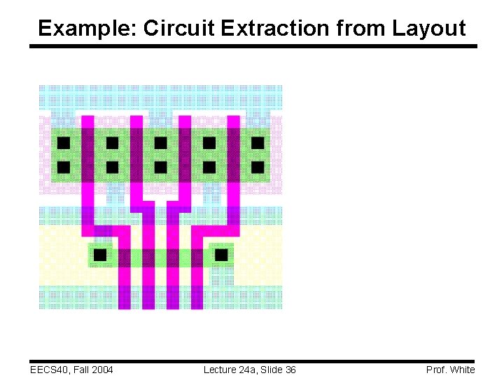 Example: Circuit Extraction from Layout EECS 40, Fall 2004 Lecture 24 a, Slide 36