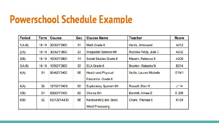 Powerschool Schedule Example 