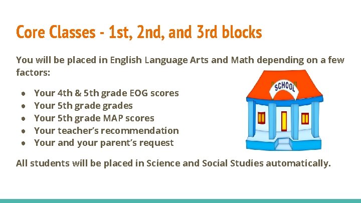 Core Classes - 1 st, 2 nd, and 3 rd blocks You will be