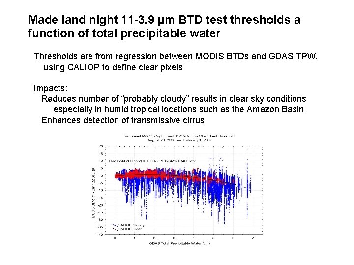 Made land night 11 -3. 9 µm BTD test thresholds a function of total