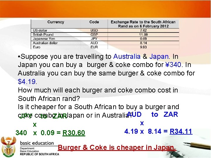  • Suppose you are travelling to Australia & Japan. In Japan you can
