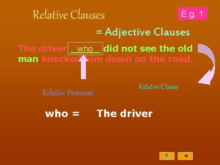 Relative Clauses E. g. 1 = Adjective Clauses who did not see the old