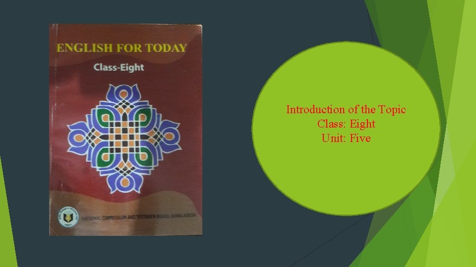 Introduction of the Topic Class: Eight Unit: Five 