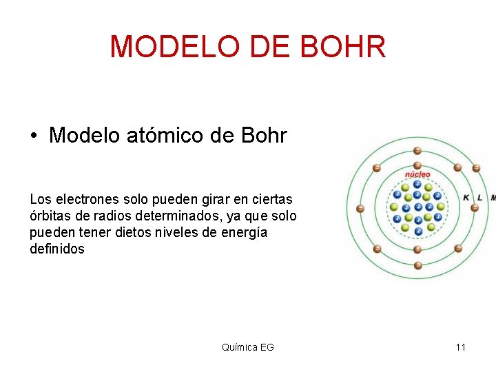 MODELO DE BOHR • Modelo atómico de Bohr Los electrones solo pueden girar en