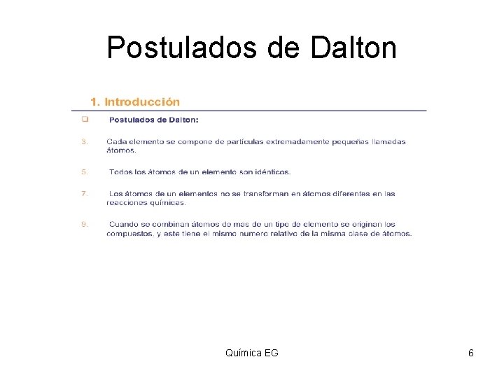 Postulados de Dalton Química EG 6 