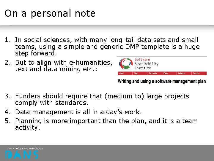 On a personal note 1. In social sciences, with many long-tail data sets and On a personal note 1. In social sciences, with many long-tail data sets and