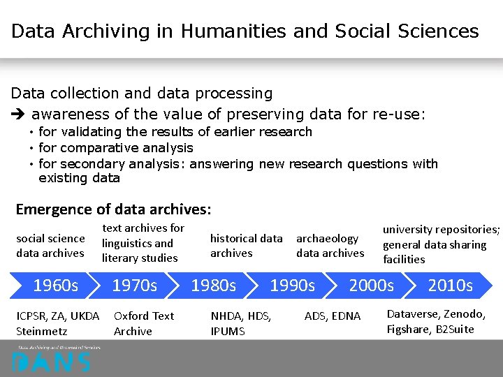 Data Archiving in Humanities and Social Sciences Data collection and data processing awareness of Data Archiving in Humanities and Social Sciences Data collection and data processing awareness of