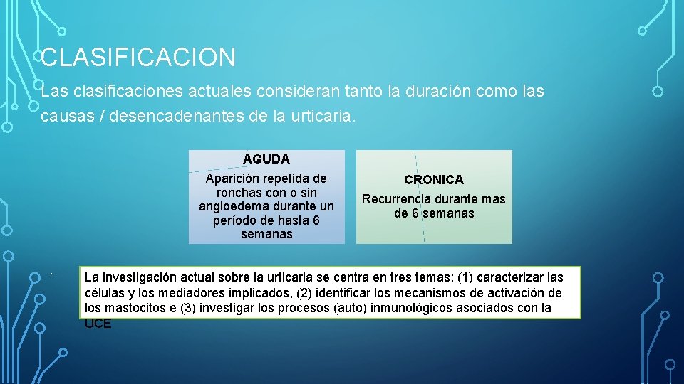 CLASIFICACION Las clasificaciones actuales consideran tanto la duración como las causas / desencadenantes de CLASIFICACION Las clasificaciones actuales consideran tanto la duración como las causas / desencadenantes de