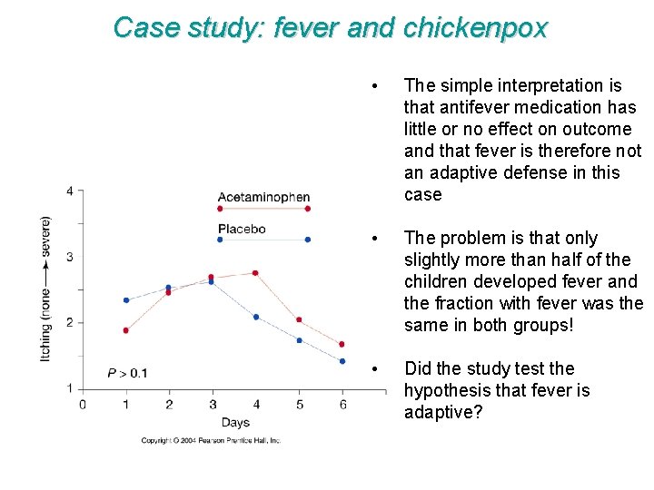 Case study: fever and chickenpox • The simple interpretation is that antifever medication has