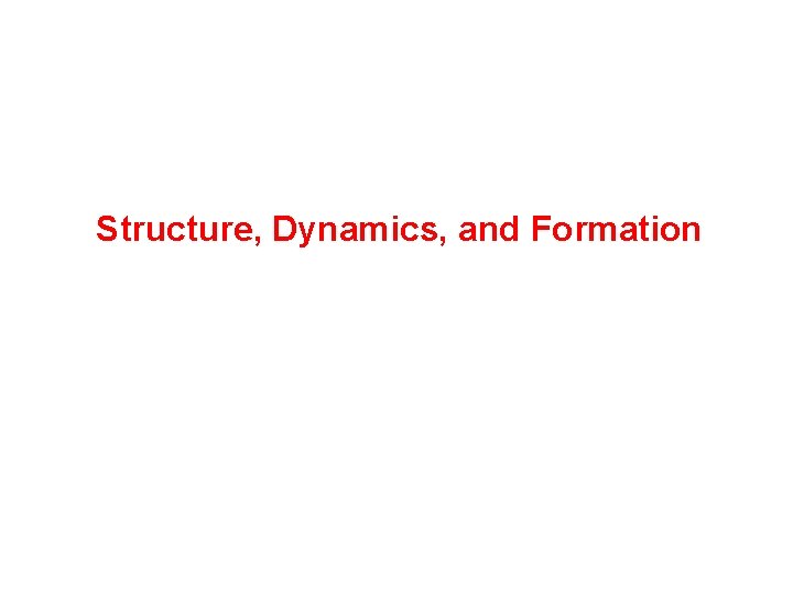 Structure, Dynamics, and Formation 