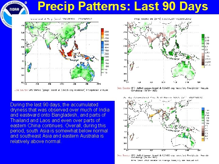 Precip Patterns: Last 90 Days During the last 90 days, the accumulated dryness that