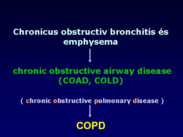 Chronicus obstructiv bronchitis és emphysema chronic obstructive airway disease (COAD, COLD) ( chronic obstructive