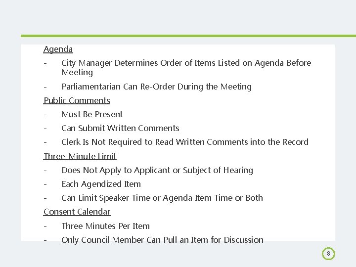 Agenda - City Manager Determines Order of Items Listed on Agenda Before Meeting -