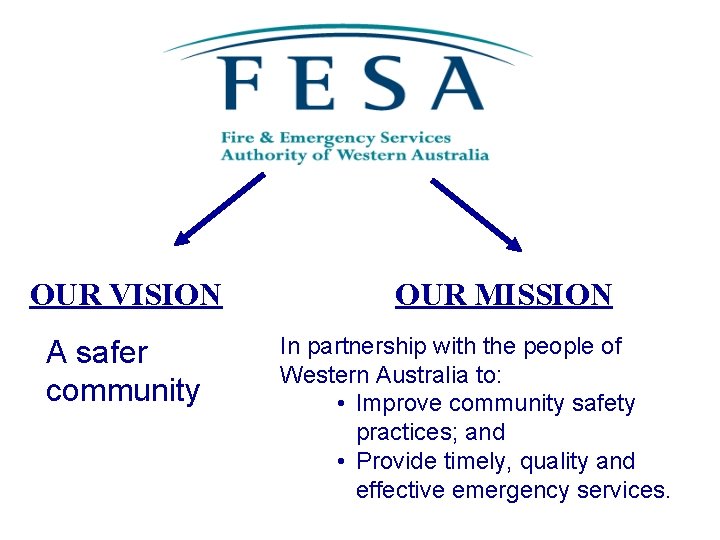 OUR VISION A safer community OUR MISSION In partnership with the people of Western