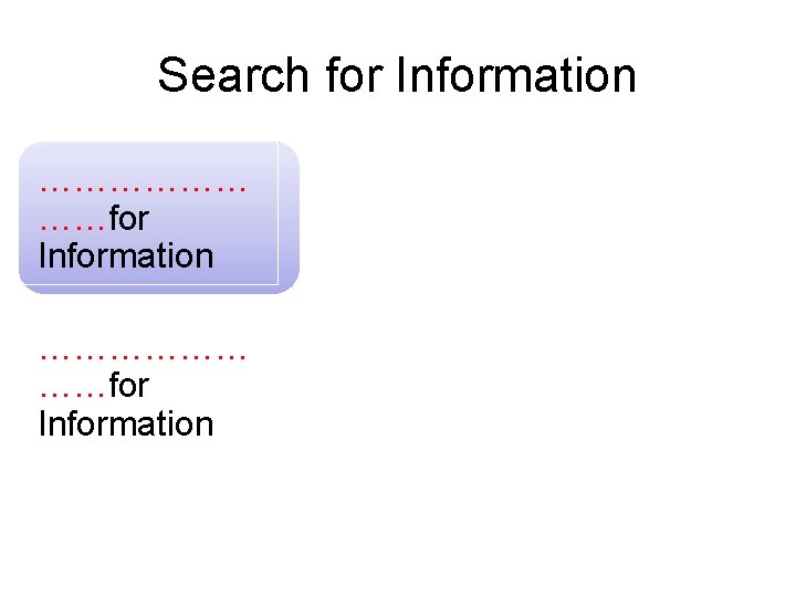 Search for Information ……………… ……for Information 