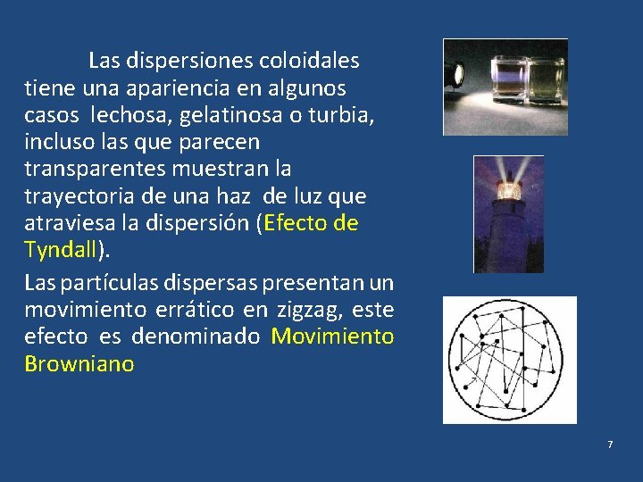 Las dispersiones coloidales tiene una apariencia en algunos casos lechosa, gelatinosa o turbia, incluso