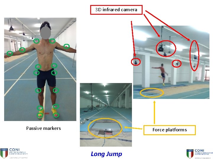 3 D infrared camera Passive markers Force platforms Long Jump 