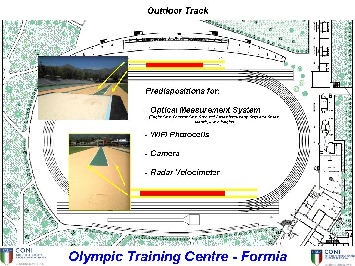 Outdoor Track Predispositions for: - Optical Measurement System (Flight time, Contact time, Step and