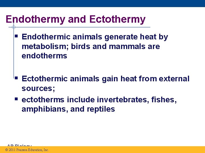 Endothermy and Ectothermy § Endothermic animals generate heat by metabolism; birds and mammals are