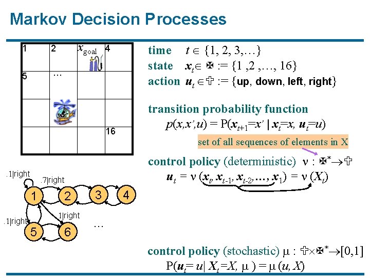 Markov Decision Processes 1 2 5 … xgoal time t {1, 2, 3, …}