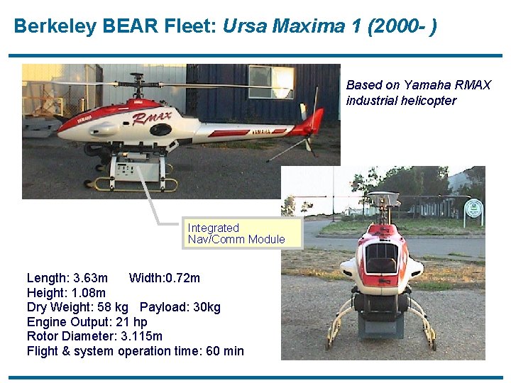 Berkeley BEAR Fleet: Ursa Maxima 1 (2000 - ) Based on Yamaha RMAX industrial