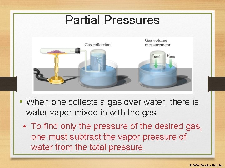 Partial Pressures • When one collects a gas over water, there is water vapor