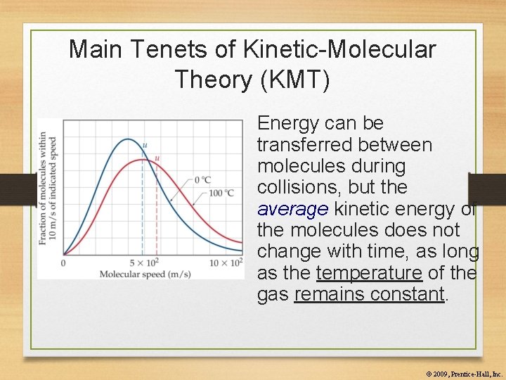 Main Tenets of Kinetic-Molecular Theory (KMT) Energy can be transferred between molecules during collisions,