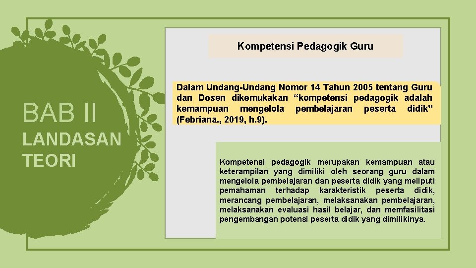 Kompetensi Pedagogik Guru BAB II LANDASAN TEORI Dalam Undang-Undang Nomor 14 Tahun 2005 tentang