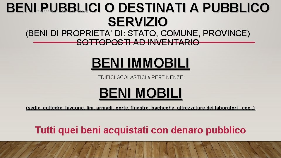 BENI PUBBLICI O DESTINATI A PUBBLICO SERVIZIO IIS ALESSANDRINI MARINO -TERAMO (BENI DI PROPRIETA’