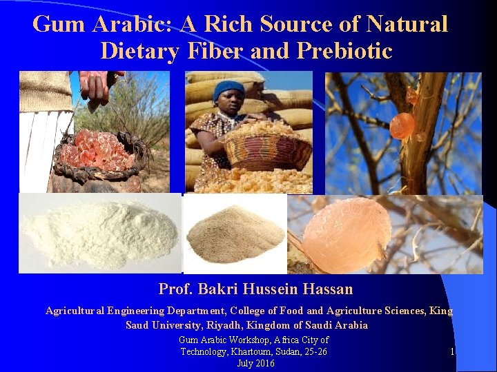 Gum Arabic: A Rich Source of Natural Dietary Fiber and Prebiotic Prof. Bakri Hussein