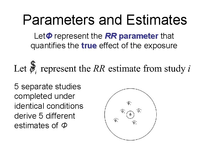 Parameters and Estimates LetΦ represent the RR parameter that quantifies the true effect of