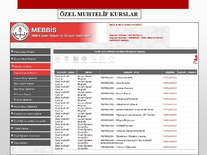 ÖZEL MUHTELİF KURSLAR 