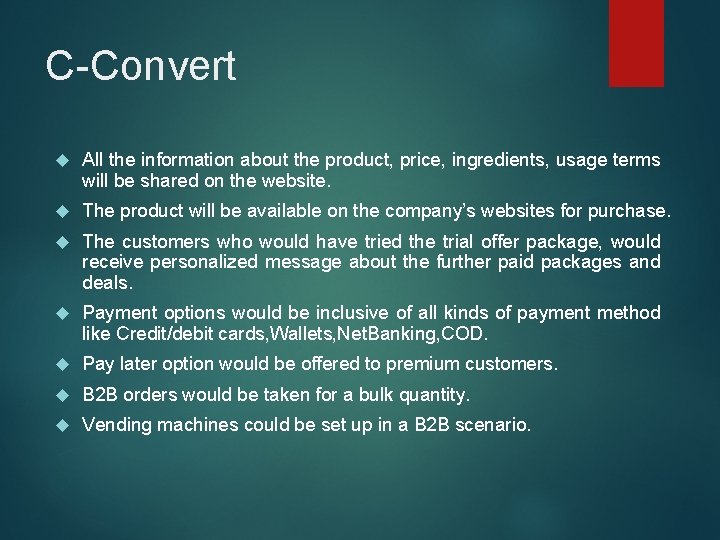 C-Convert All the information about the product, price, ingredients, usage terms will be shared