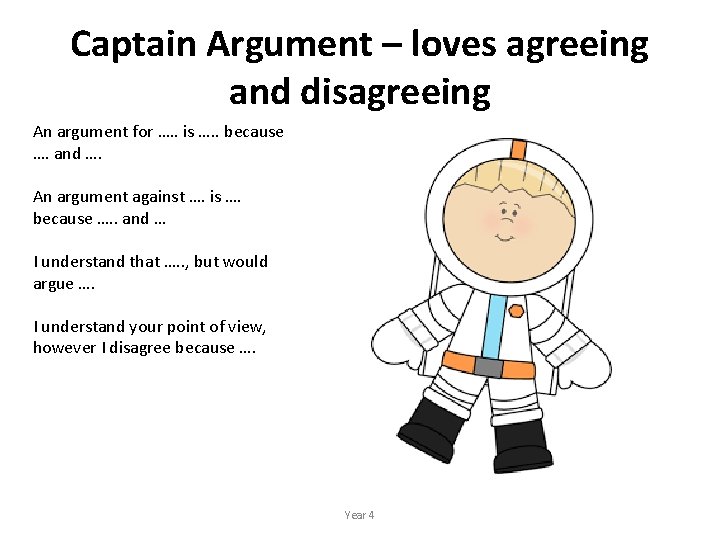 Captain Argument – loves agreeing and disagreeing An argument for …. . is ….