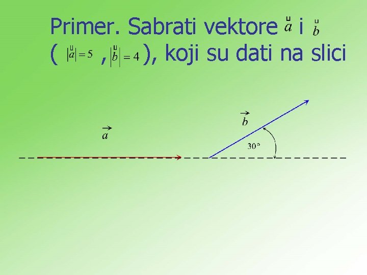 Primer. Sabrati vektore i ( , ), koji su dati na slici 