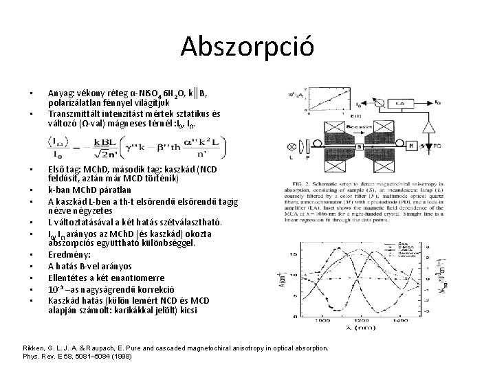 Abszorpció • • • Anyag: vékony réteg α-Ni. SO 4 6 H 2 O,