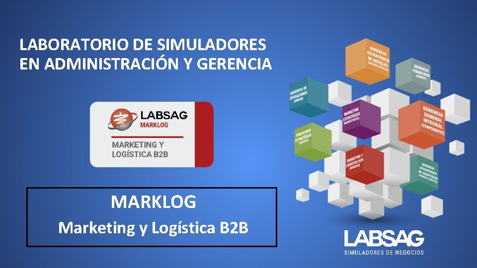 LABORATORIO DE SIMULADORES EN ADMINISTRACIÓN Y GERENCIA MARKLOG Marketing y Logística B 2 B