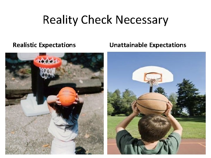 Reality Check Necessary Realistic Expectations Unattainable Expectations 