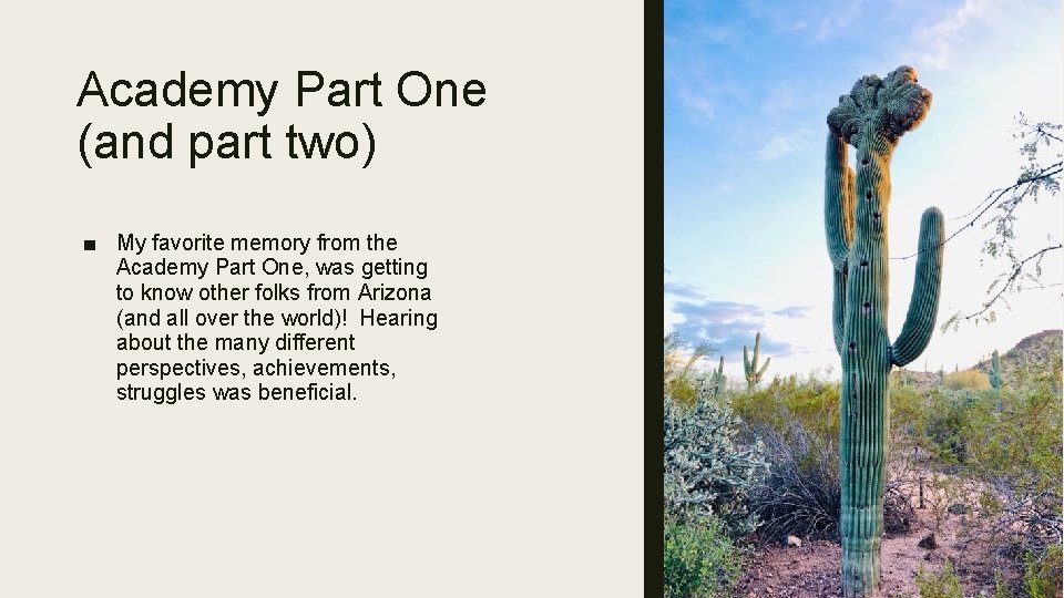 Academy Part One (and part two) ■ My favorite memory from the Academy Part