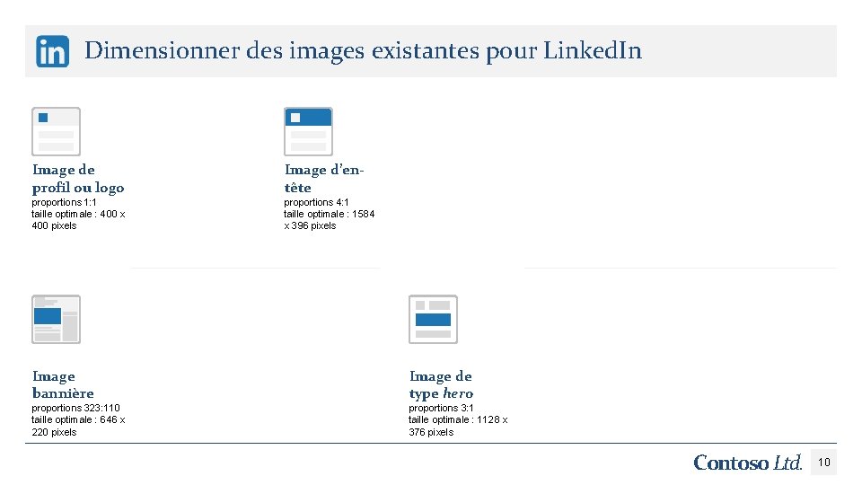 Dimensionner des images existantes pour Linked. In Image de profil ou logo Image d’entête