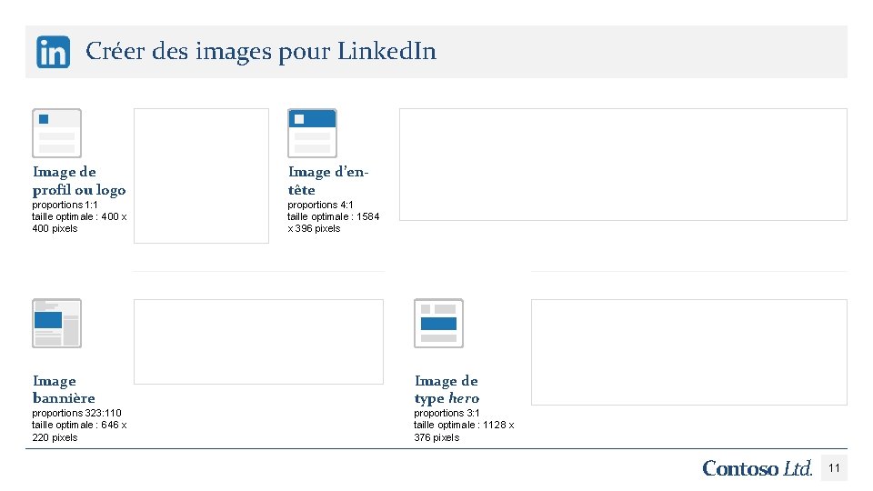 Créer des images pour Linked. In Image de profil ou logo Image d’entête proportions