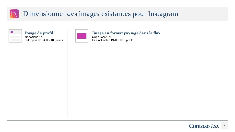 Dimensionner des images existantes pour Instagram Image de profil Image au format paysage dans