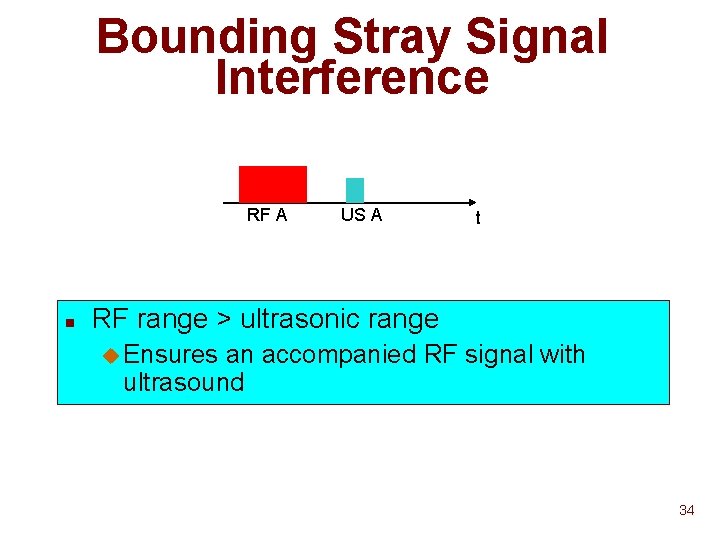 Bounding Stray Signal Interference RF A n US A t RF range > ultrasonic